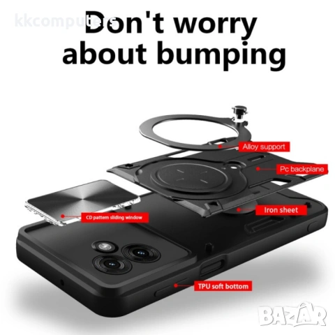 Motorola Moto G55 Удароустойчив CD Texture Sliding /Camshield Magnetic Holder Калъф и Протектор, снимка 3 - Калъфи, кейсове - 53162765