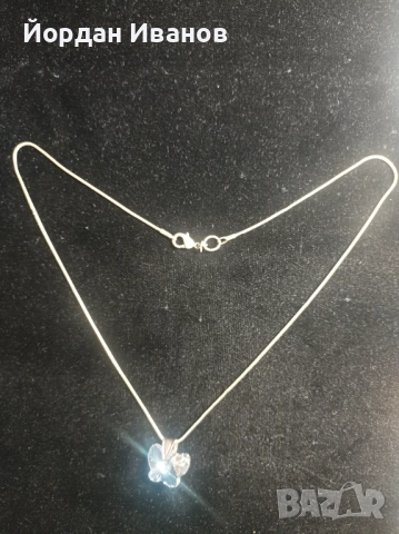 Сребърно колие с елемент цвете, снимка 2 - Колиета, медальони, синджири - 52138638