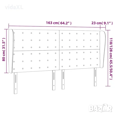 vidaXL Горна табла с уши, капучино, 163x23x118/128 см, изкуствена кожа, снимка 9 - Тоалетки - 56146621