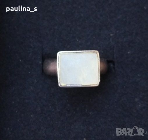 Масивен сребърен пръстен проба 925 Житен клас със седеф, снимка 4 - Пръстени - 29210840