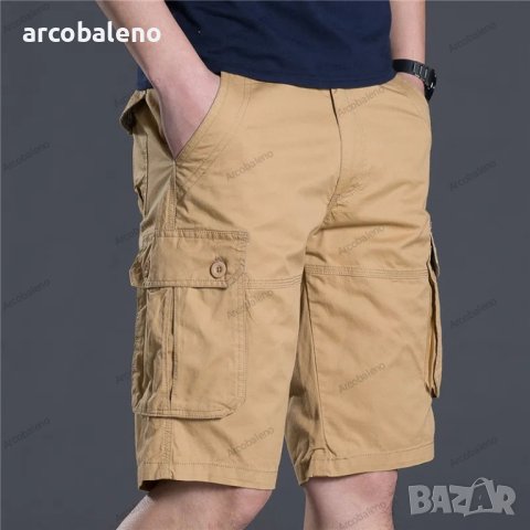 Мъжки къси свободни прави ежедневни панталони с много джобове, 4цвята, снимка 2 - Къси панталони - 40852563