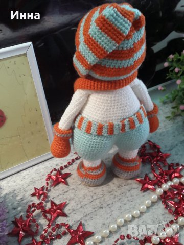 Подарък за Коледа. Снежен човек+Елен /Рудольф/, Двама приятели, Ръчно изработена, Плетена играчка, снимка 12 - Плюшени играчки - 42628880