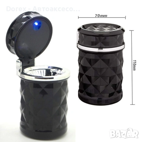 Автомобилен пепелник с LED светлина и щипка за вентилация – модел 6219, снимка 3 - Аксесоари и консумативи - 53899222