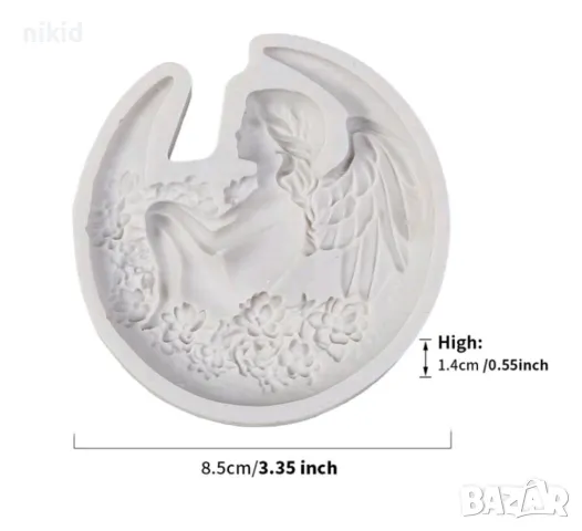Ангел фея момиче на луна с цветя силиконов молд форма фондан шоколад декор, снимка 3 - Форми - 48818102