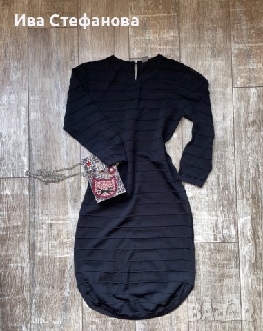 Нова елестична елегантна бандажна черна парти рокля изчистен класически модел , снимка 1 - Рокли - 39576816