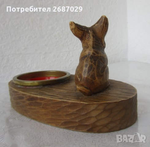 куче териер стар дървен пепелник с фигура, снимка 8 - Други - 31802419