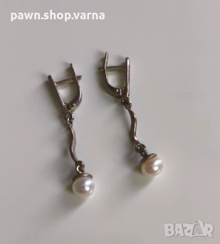 Сребърни обеци с инкрустации – 925 проба, снимка 5 - Обеци - 51071114