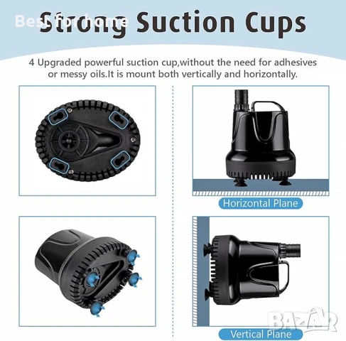 Потопяема водна помпа  с 3 дюзи за езерце, градина, аквариум  hygger, 2500L/H 60W, снимка 3 - Други - 50783490