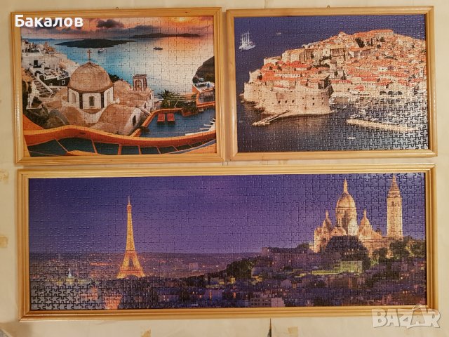 Наредени и залепени на фазер пъзели с лакирана дървена рамка и закачалка, снимка 3 - Други - 38397582