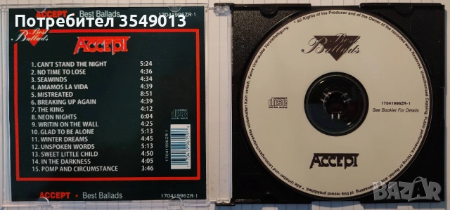 Неофициални cd / цд дискове - нови - ACCEPT, снимка 7 - CD дискове - 53237210