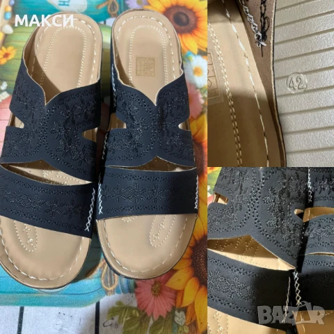 Модерни кожени чехли с лека платформа - меки и комфортни, снимка 2 - Чехли - 51253376