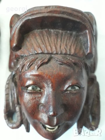 Колекция от четири дърворезбовани статуетки женски глави, снимка 6 - Декорация за дома - 31481210