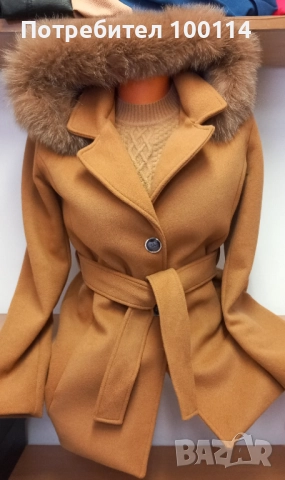 Дамско палто с качулка с естествен пух в 4 цвята, снимка 10 - Палта, манта - 52233731