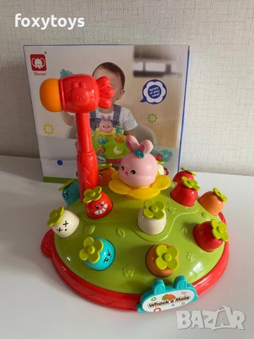 Бебешка играчка - Зайче, моркови и чук