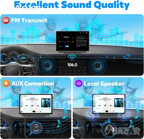 Мултимедия Westods Wireless Apple Carplay & Android Auto, преносим 7" HD IPS екран за кола, GPS нави, снимка 8 - Аксесоари и консумативи - 48875392