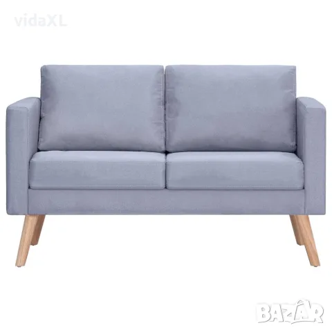 vidaXL Двуместен диван, плат, светлосив, снимка 3 - Дивани и мека мебел - 56146296