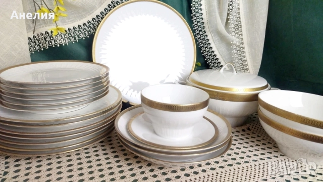 Scherzer Bavaria златен кант и релеф , снимка 3 - Чинии - 51670966