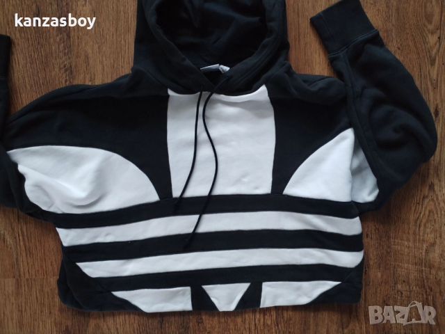 adidas Large Logo Cropped Hoodie - страхотно дамско горнище р-р S, снимка 3 - Суичъри - 52928254