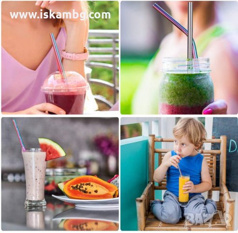 Комплект от 4бр. метални сламки 2 криви + 2прави + 1бр.четка - код 3000, снимка 9 - Аксесоари за кухня - 31833728