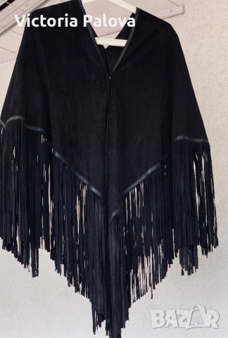 Луксозно кожено тънко яке-наметало с ресни STELLA-NOVA Дания, снимка 13 - Якета - 36027752