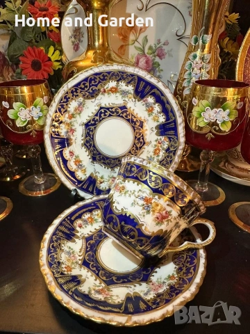 ☕ Crown Staffordshire Edwardian England circa 1907 – Троен сет „Кобалт & Злато“, снимка 12 - Други - 54026106
