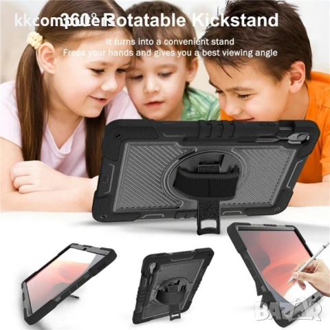 Samsung Galaxy Tab S10 FE+ Защитен Калъф със Стойка, Рамо-Колан и Скрийн Протектор – Черен, Червен, , снимка 10 - Калъфи, кейсове - 50845584