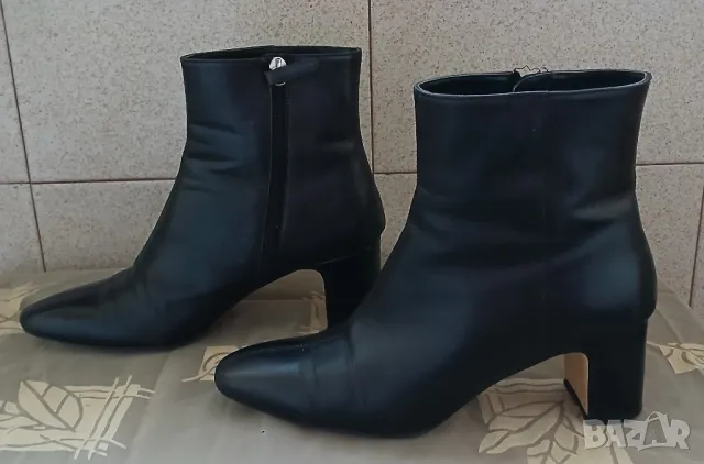 Луксозни дамски черни боти от естествена кожа на ток, снимка 2 - Дамски боти - 48079524