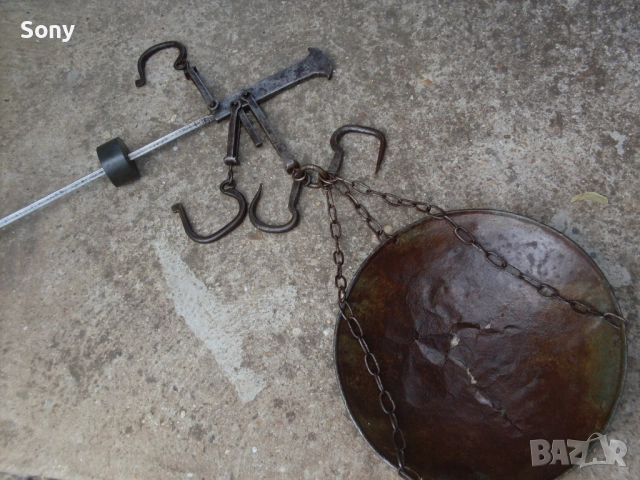 Стар кантар- паланца с топуз и ченгели., снимка 5 - Антикварни и старинни предмети - 52511599