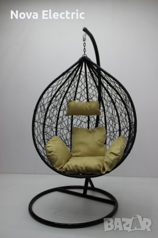 Голям Размер Градинска Люлка От Ратан - Цветове - Кафяв, Бял и Черен, снимка 2 - Градински мебели, декорация  - 40589397