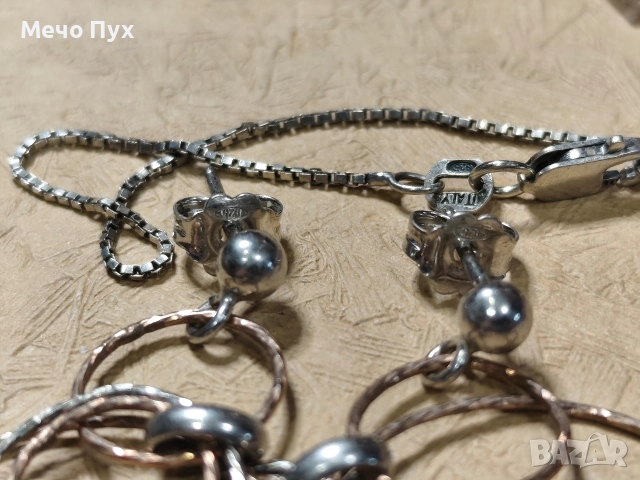 Сребърен комплект - колие и висящи обеци (40), снимка 5 - Бижутерийни комплекти - 52713947