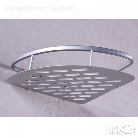 Ъглова етажерка за баня на 1 ниво с двойно залепване, хром, снимка 4 - Други стоки за дома - 39959714