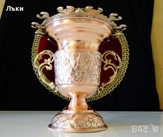 Медна захарница и лъжичник,поставка за прибори., снимка 3 - Антикварни и старинни предмети - 38585739