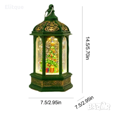 Коледен светещ фенер с въртящ се снежен ефект – уют и коледна магия, снимка 3 - Декорация за дома - 52820139