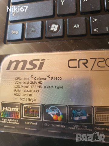 MSI CR720 MS1736 Лаптоп, снимка 6 - Лаптопи за работа - 37437807