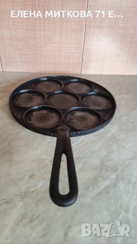 Стар масивен чугунен тиган за яйца/палачинки + индукция, снимка 2 - Съдове за готвене - 50587250