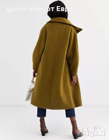 ASOS DESIGN Овърсайзед зелено дълго палто, снимка 3 - Якета - 34173052