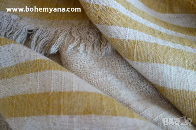 Одеяло лен и памук - горчица, снимка 3 - Олекотени завивки и одеяла - 47292380