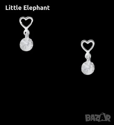 Sale Сребърни висящи обеци сърца with white cristals/нови