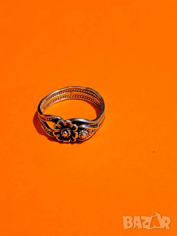 Стар дамски сребърен пръстен с цвете - филигран - красота за твоята ръка, снимка 2 - Пръстени - 36844900