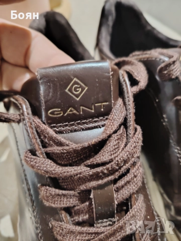  Мъжки Кожени обувки Gant 44, снимка 4 - Спортни дрехи, екипи - 52396562