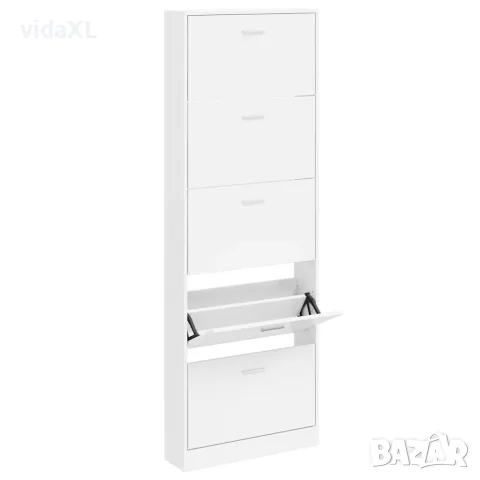vidaXL Бял дървен шкаф за обувки с 5 отделения, снимка 3 - Шкафове - 56146366