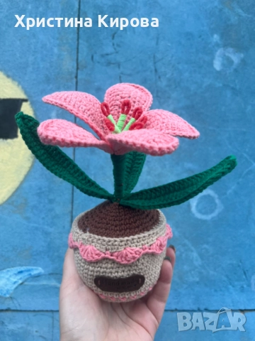 Плитено на една кука цвете в саксия , снимка 3 - Декорация за дома - 52094756