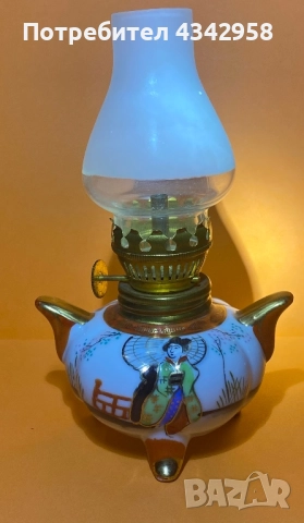 Японска винтидж миниатюрна порцеланова лампа.1960 г., снимка 5 - Антикварни и старинни предмети - 52887363