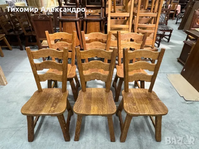 Комплект трапезни столове от дъбов масив, снимка 3 - Столове - 47460725