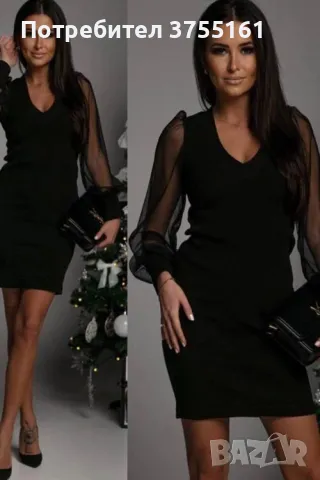 Дамска рокля с тюлени ръкави, снимка 5 - Рокли - 49518323