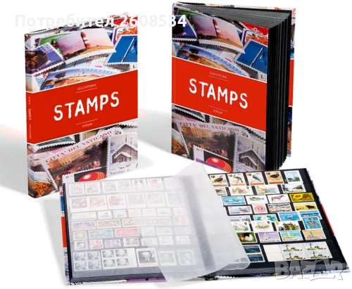ЧИСТО НОВ КЛАСЬОР ЗА МАРКИ "Stamps" /виж описанието/, снимка 2 - Филателия - 51389099