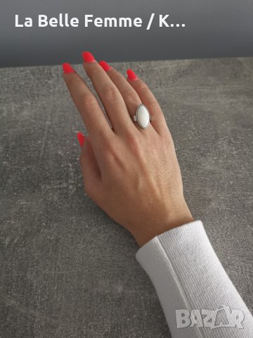 Пръстен от медицинска стомана със седеф, снимка 2 - Пръстени - 34981574