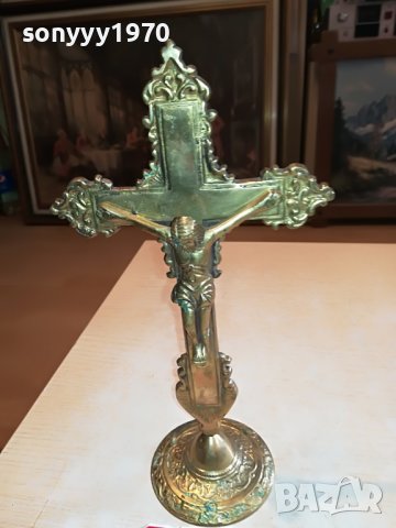 🛑📢GARANTIERT MASSIV MESSING-КРЪСТ С ХРИСТОС 1010221322, снимка 5 - Антикварни и старинни предмети - 38281463