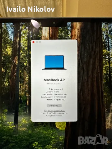 macbook air m3, снимка 2 - Лаптопи за работа - 49784003