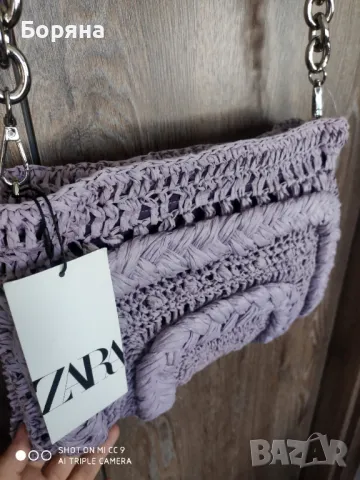 ZARA нова с етикет лилава чанта рафия, снимка 3 - Чанти - 50022932